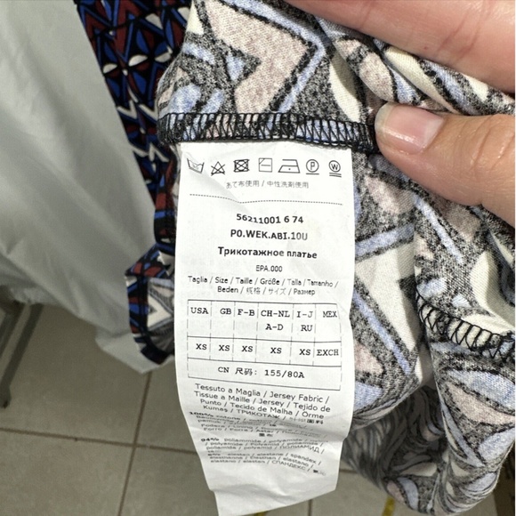 NEW $295‎ WEEKEND MAX MARA [ XS ] Thomas Geometric Tie Flare Dress In Blue - Picture 12 of 15